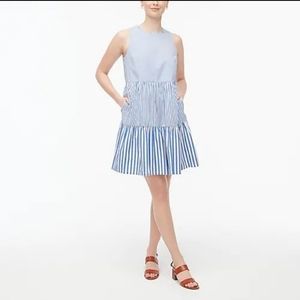 J. Crew striped sleeveless tiered mini dress in cotton poplin size 2 NWT